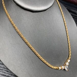 18 K Gold plated Great Quality with unusual CZ Necklace NWT in original box